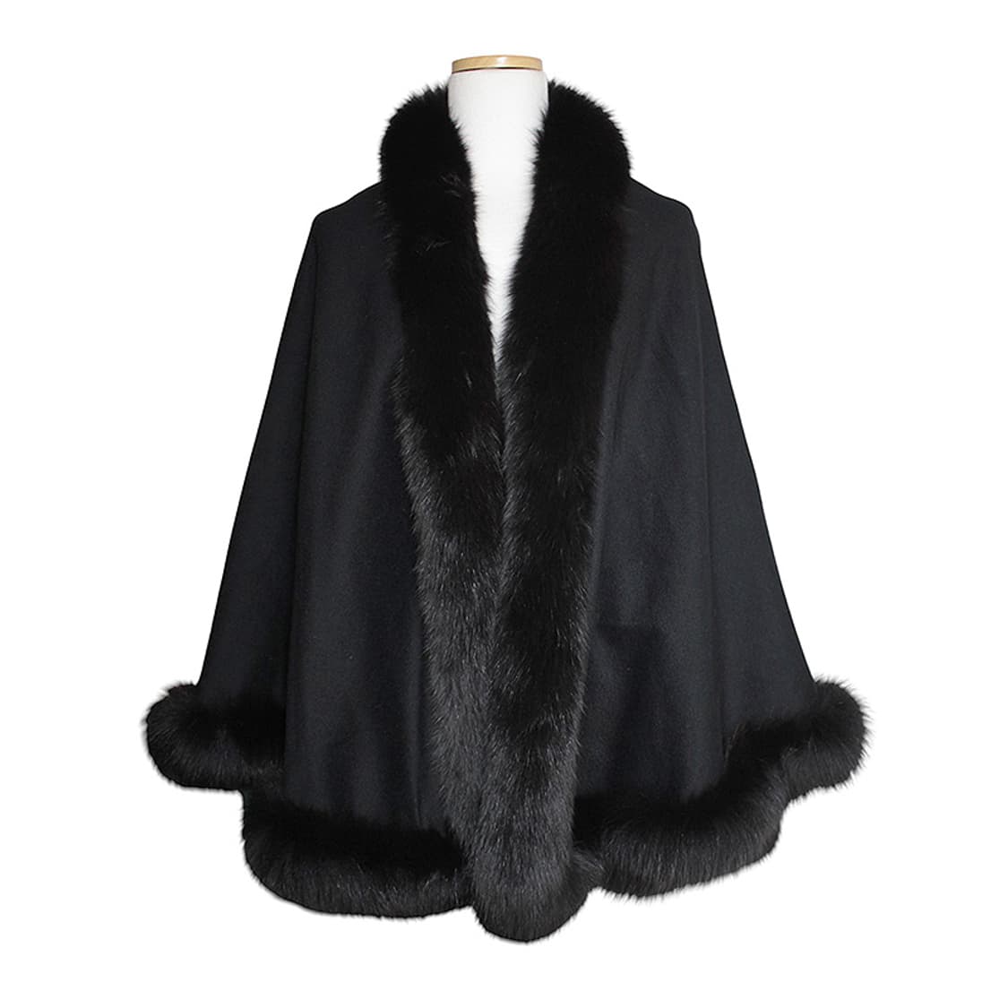 폭스 퍼 트림 캐시미어 케이프 프리사이즈 상품이미지1