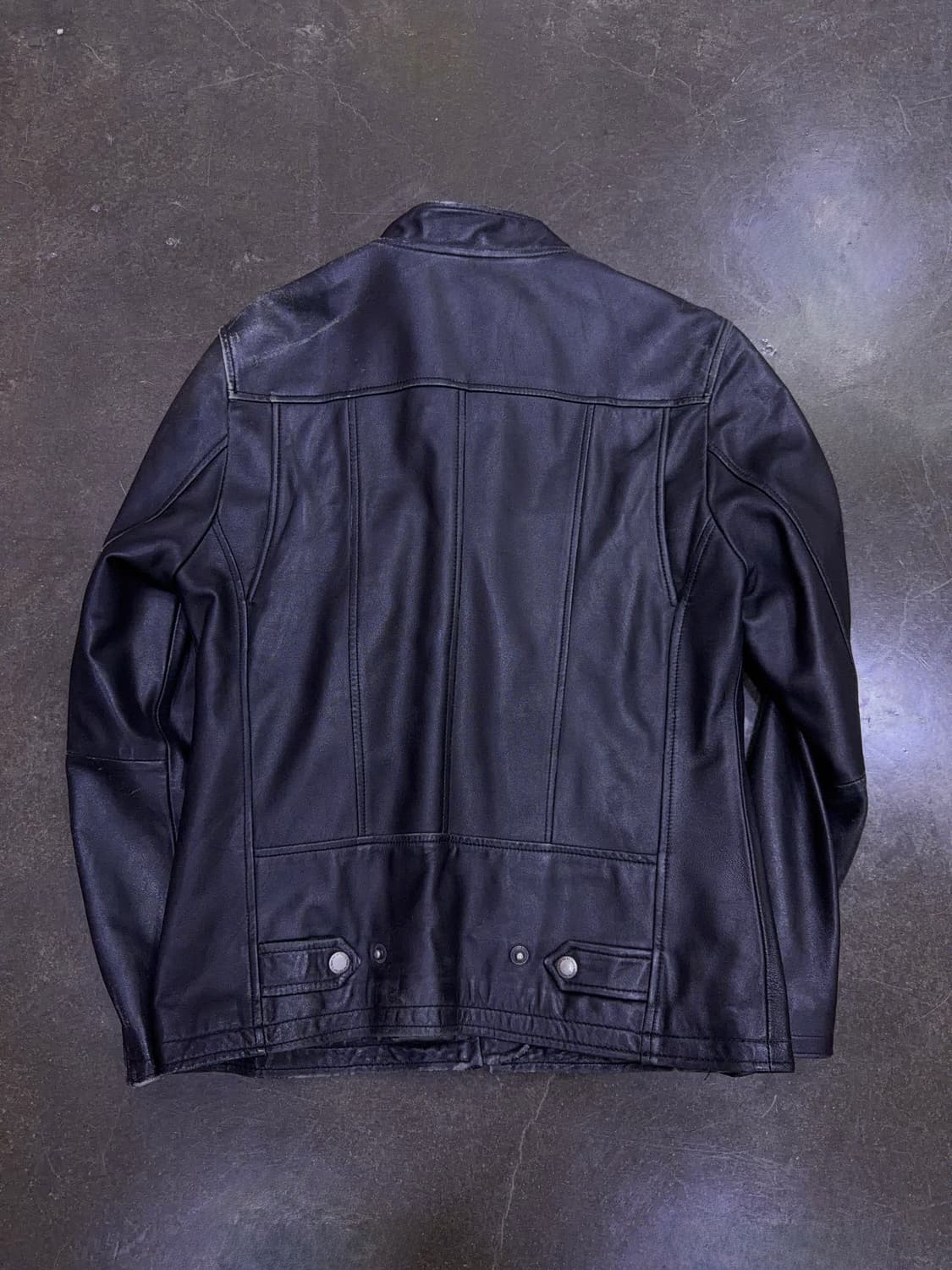 L 옴므 빈티지 양가죽 레더 싱글 라이더자켓 블랙 M 상품이미지2