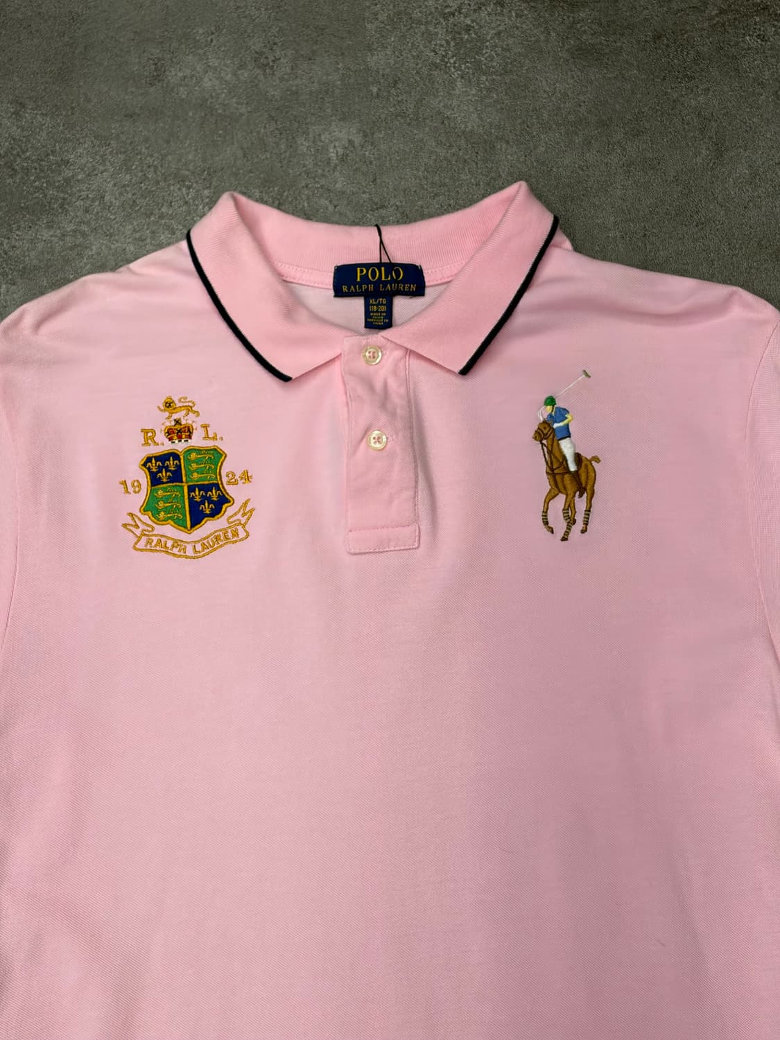 폴로 랄프로렌 빅포니 크레스트 로고 핑크색 반팔 카라티 상품이미지2