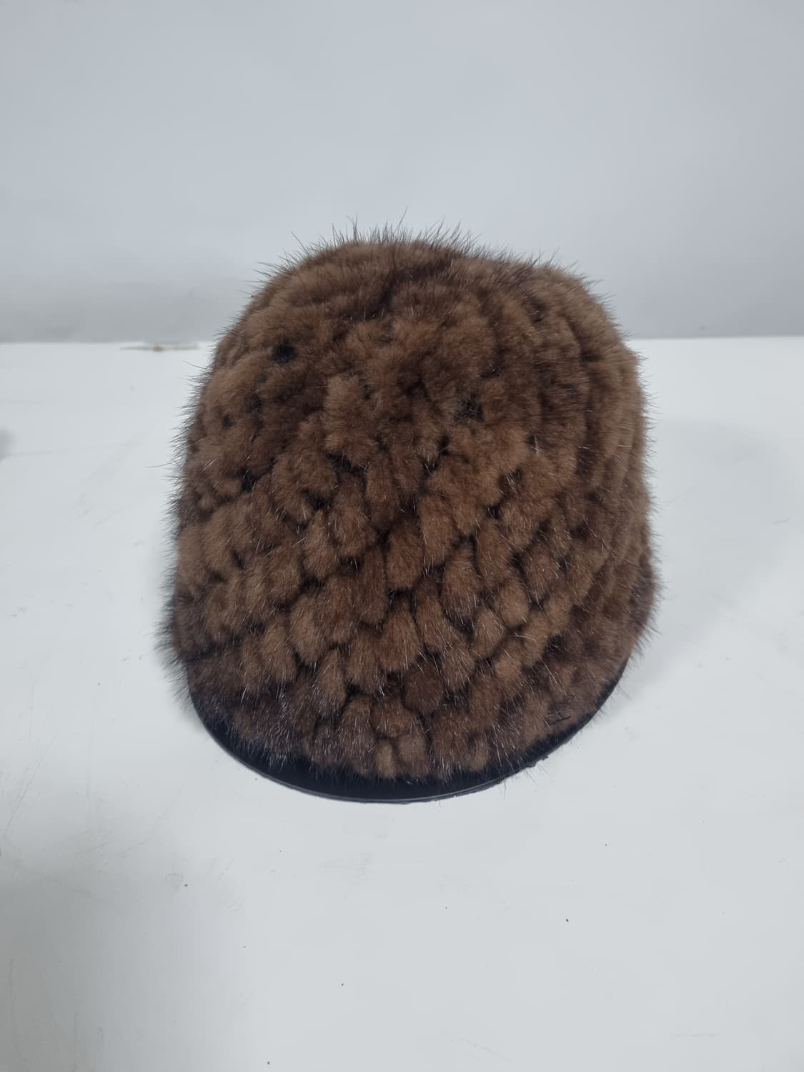 리얼 밍크퍼 니트 안감 비니모자 다크브라운 여성용 상품이미지1