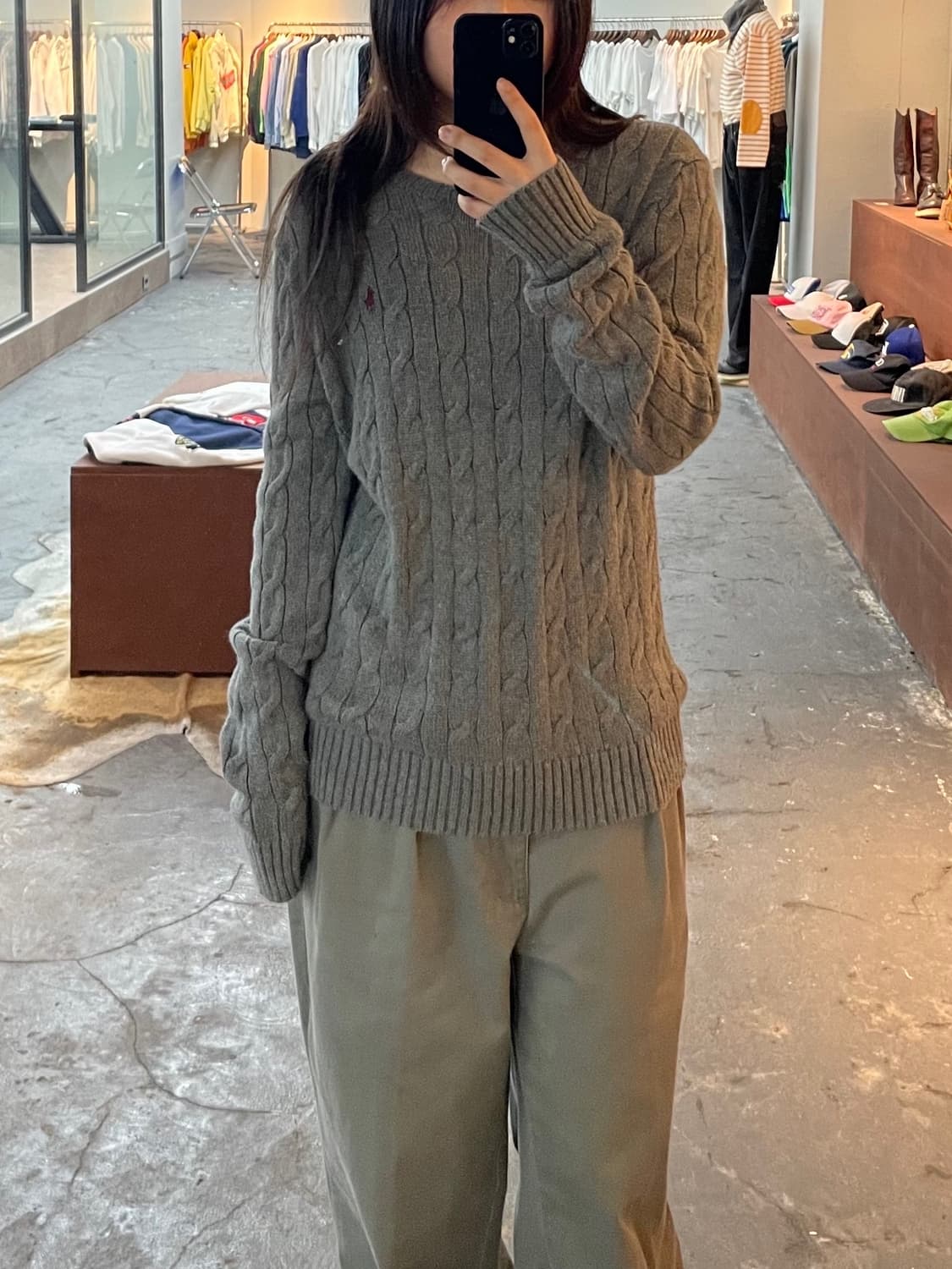 폴로 랄프로렌 그레이 케이블 니트 H495 상품이미지1