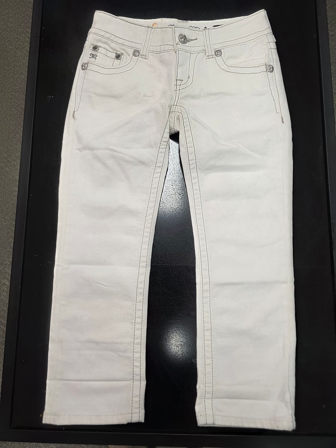 MISS ME 미스미 Y2K 로우라이즈 8부 데님 팬츠 크림진 25 상품이미지1