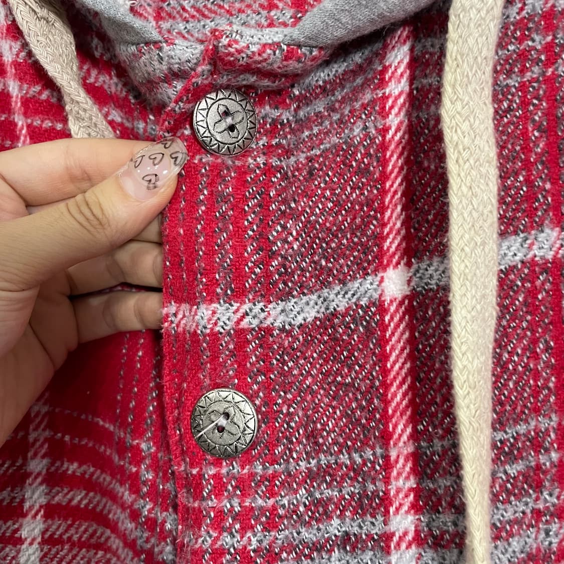 오버사이즈 체크 후드 자켓 상품이미지7