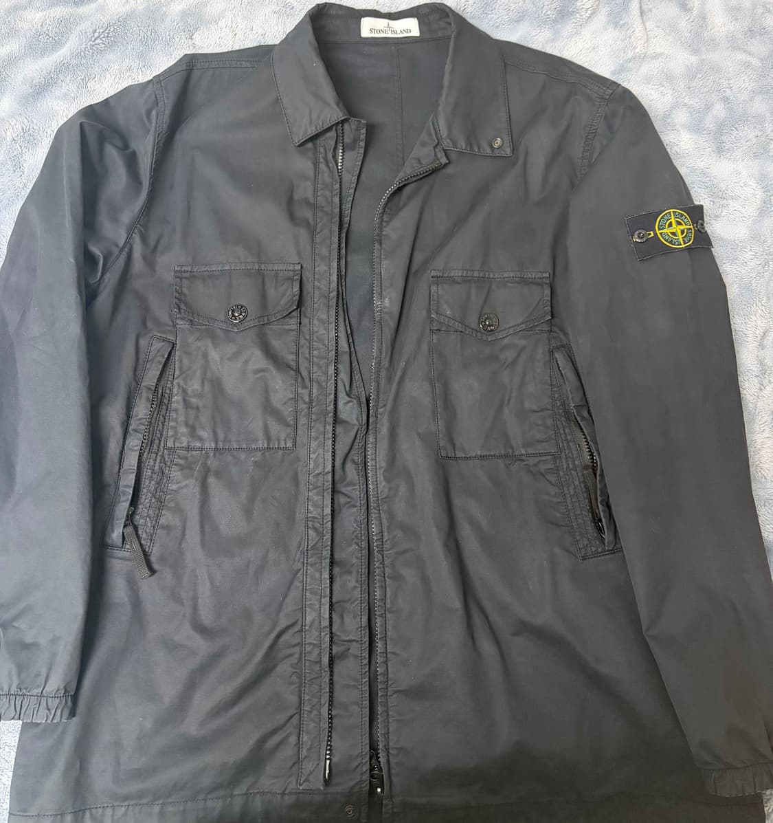 스톤아일랜드  코튼 개버딘 오버셔츠 블랙 XL 상품이미지1