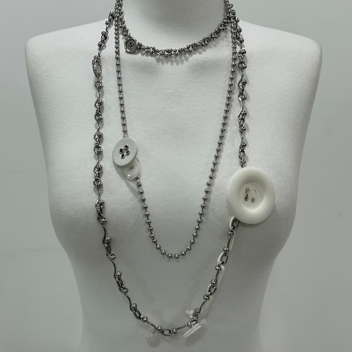 White button layered necklace 상품이미지7