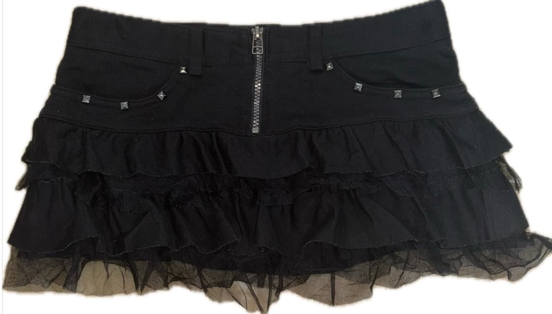 블랙 프릴 미니스커트 상품이미지1