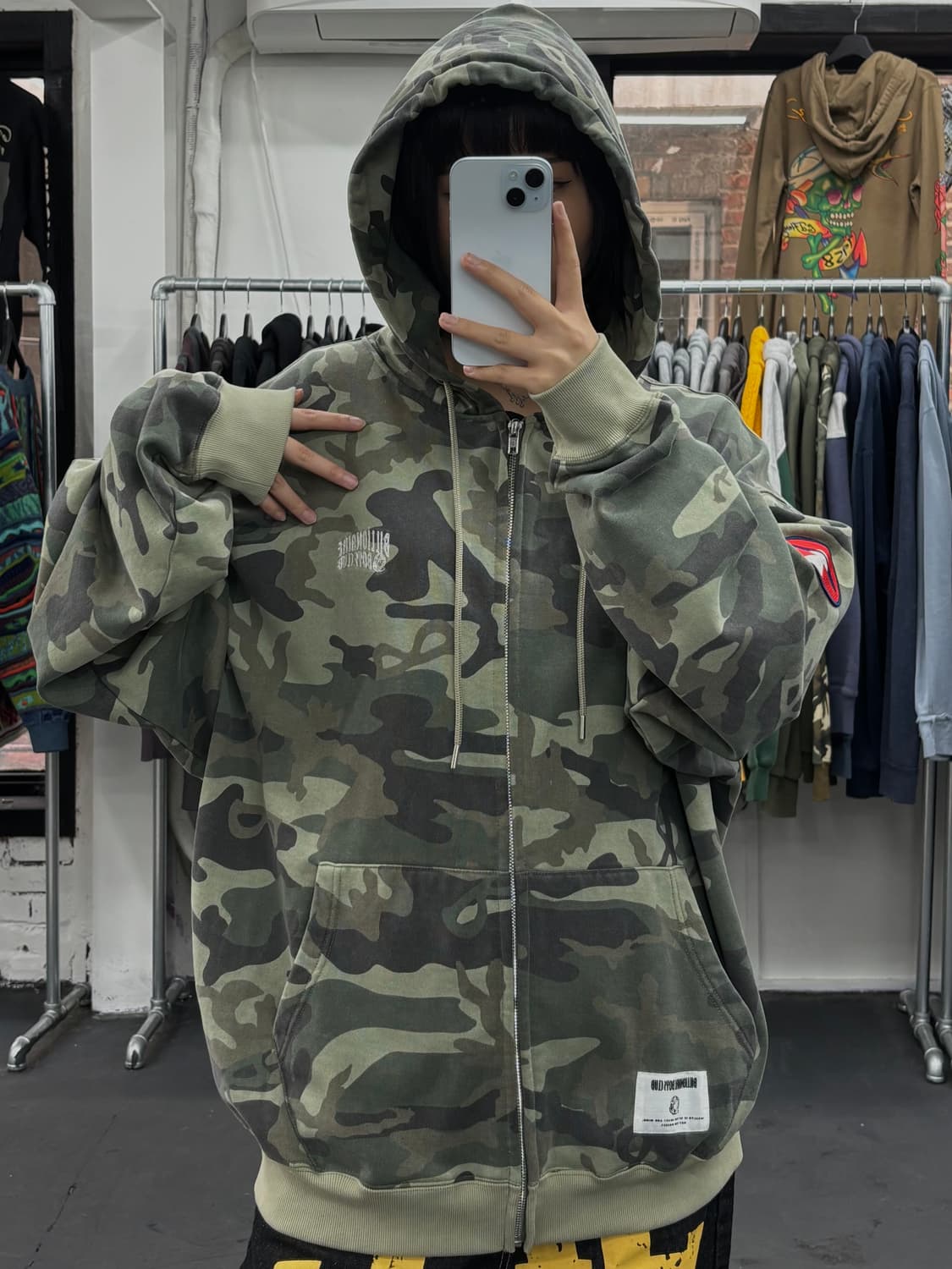 빌리어네어 보이즈 클럽 패치워크 카모 후드집업 상품이미지1