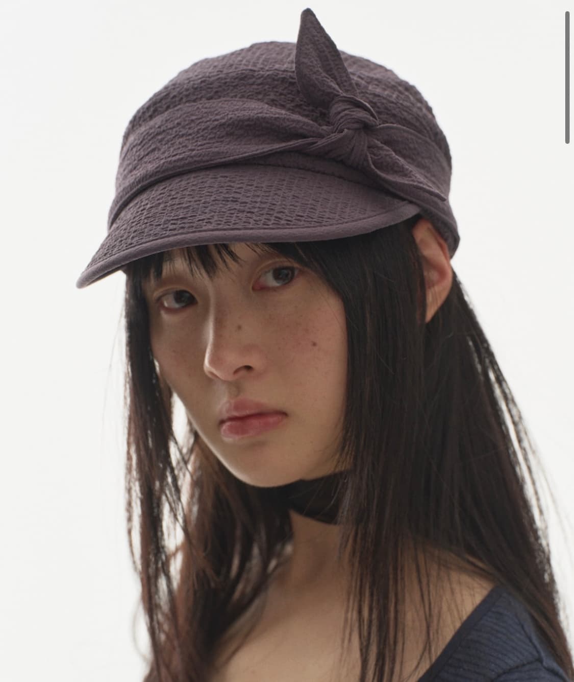 코이세이오 모자 RIBBON TIE CAP CHARCOAL 상품이미지2