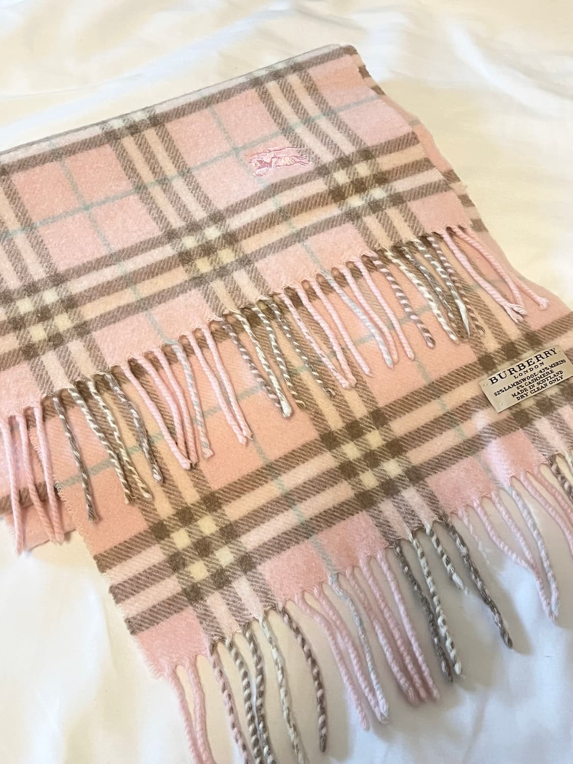 [유일매물] 버버리 런던 연핑크 + 브라운 캐시미어 머플러 목도리 상품이미지2