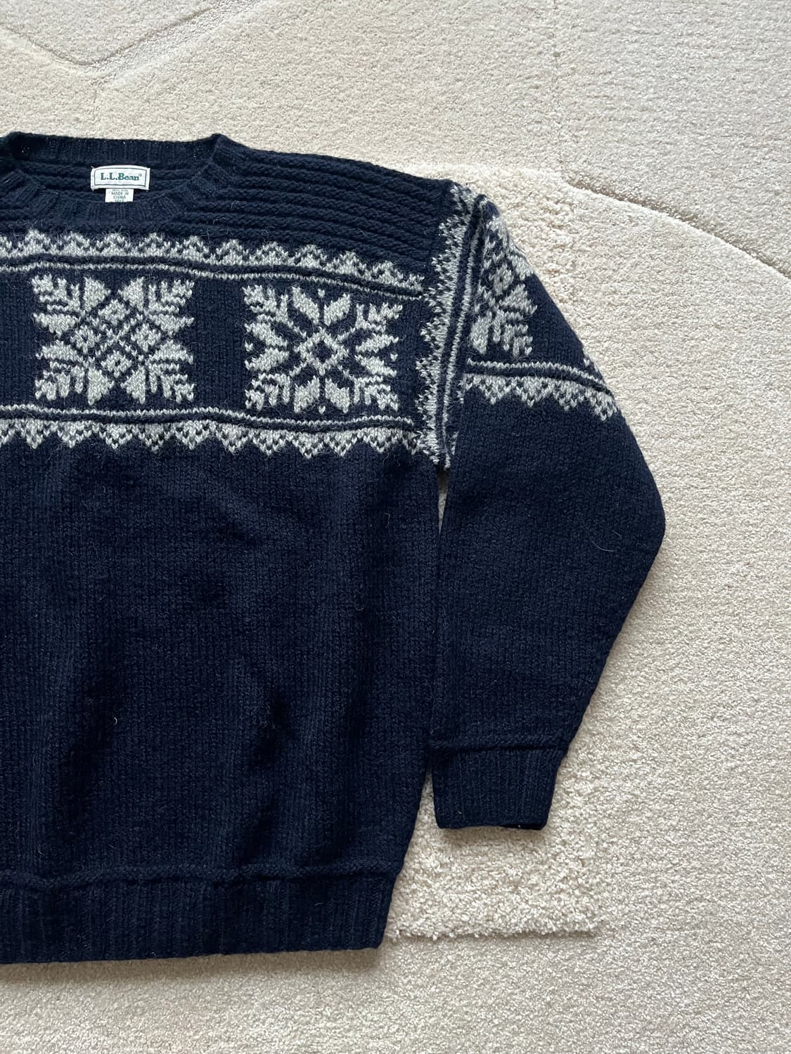 90s 엘엘빈 노르딕 스노우플레이크 100% 울 니트 스웨터 (105) 상품이미지3