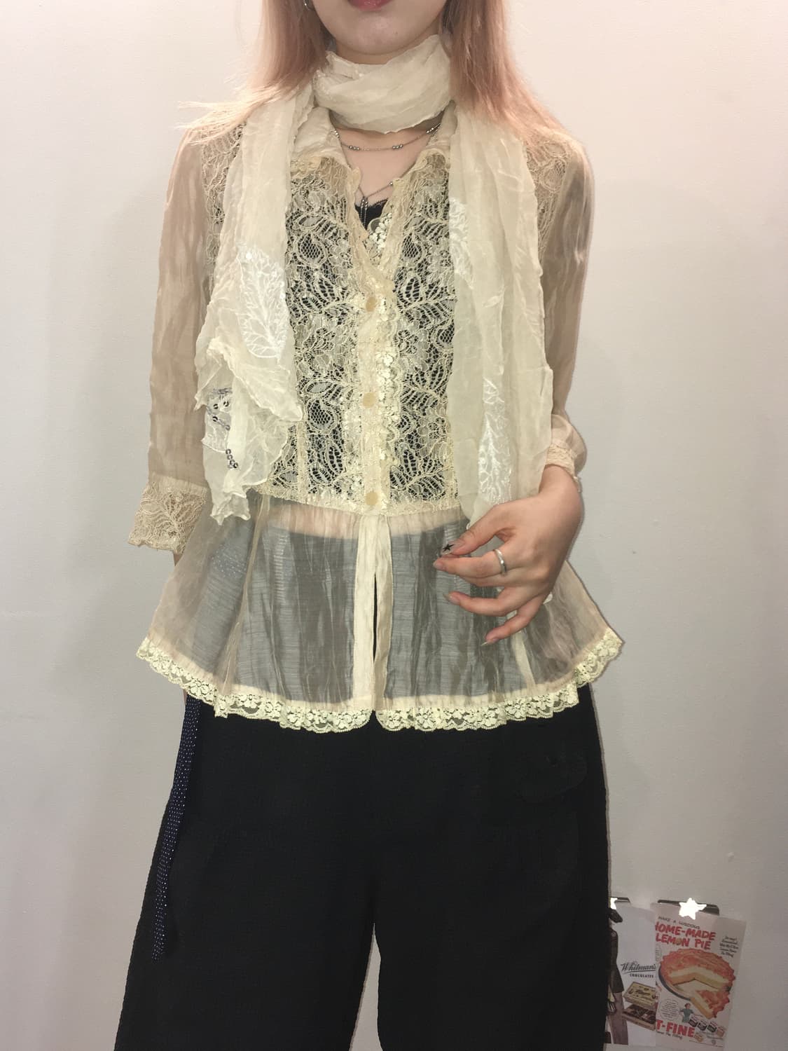 jpn vintage fairy beige lace jacket 상품이미지3