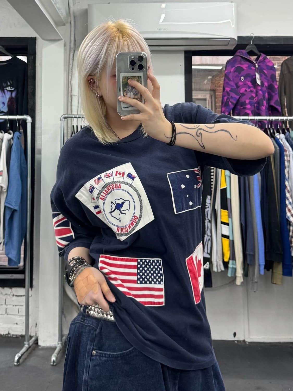 VTG USA 플래그 패치 티셔츠 상품이미지1