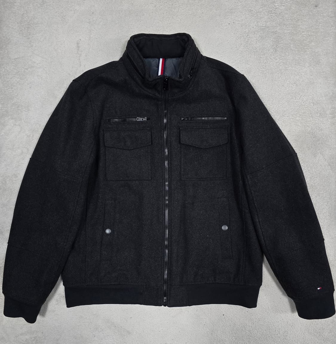 타미힐피거 블랙 울 블렌드 봄버 자켓 L사이즈 상품이미지1