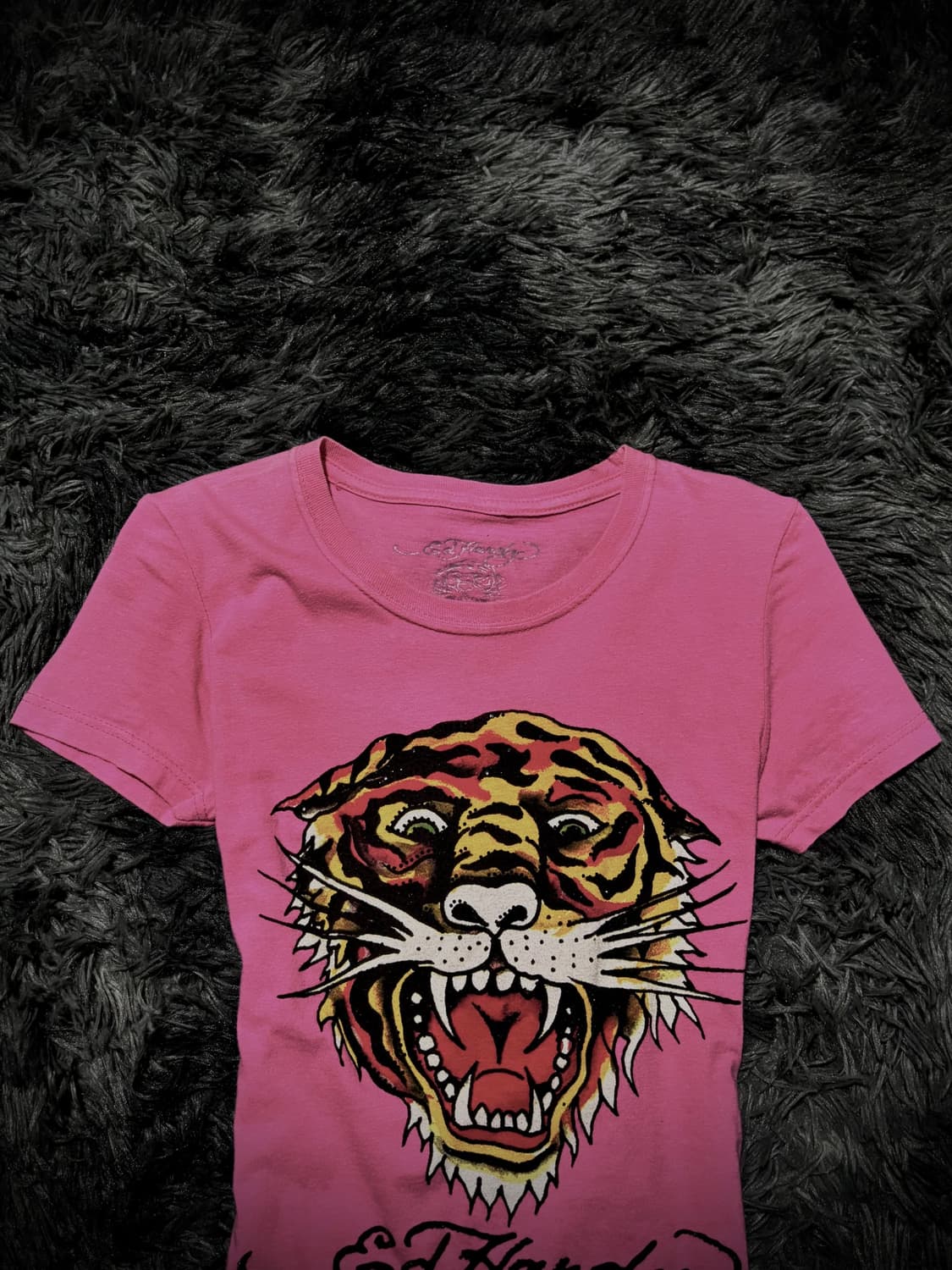 Ed Hardy 타이거 큐빅 레터링 핑크 반팔 티셔츠 상품이미지3