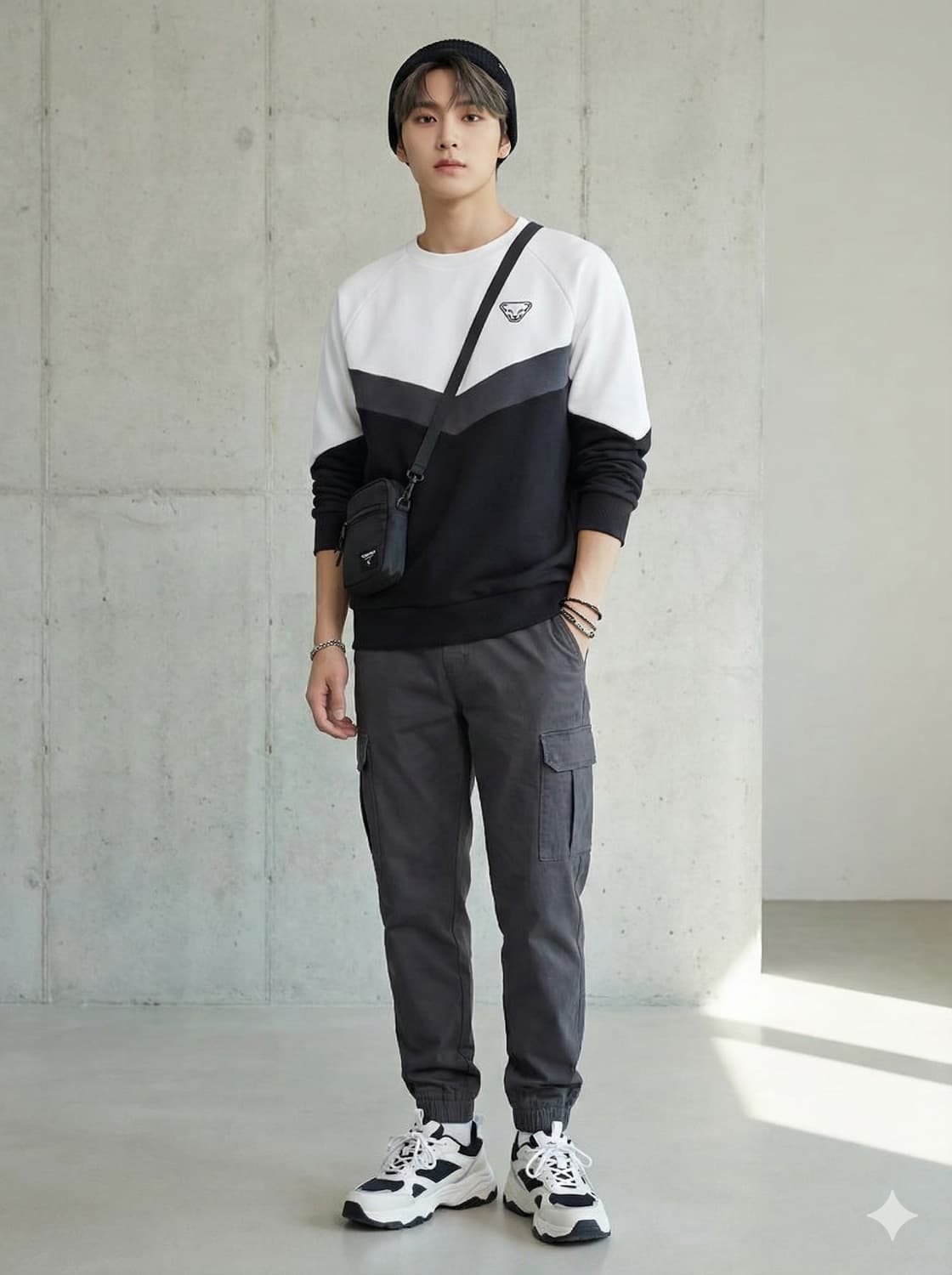 DYNAFIT 다이나핏 설표 로고 3단 배색 맨투맨 상품이미지1