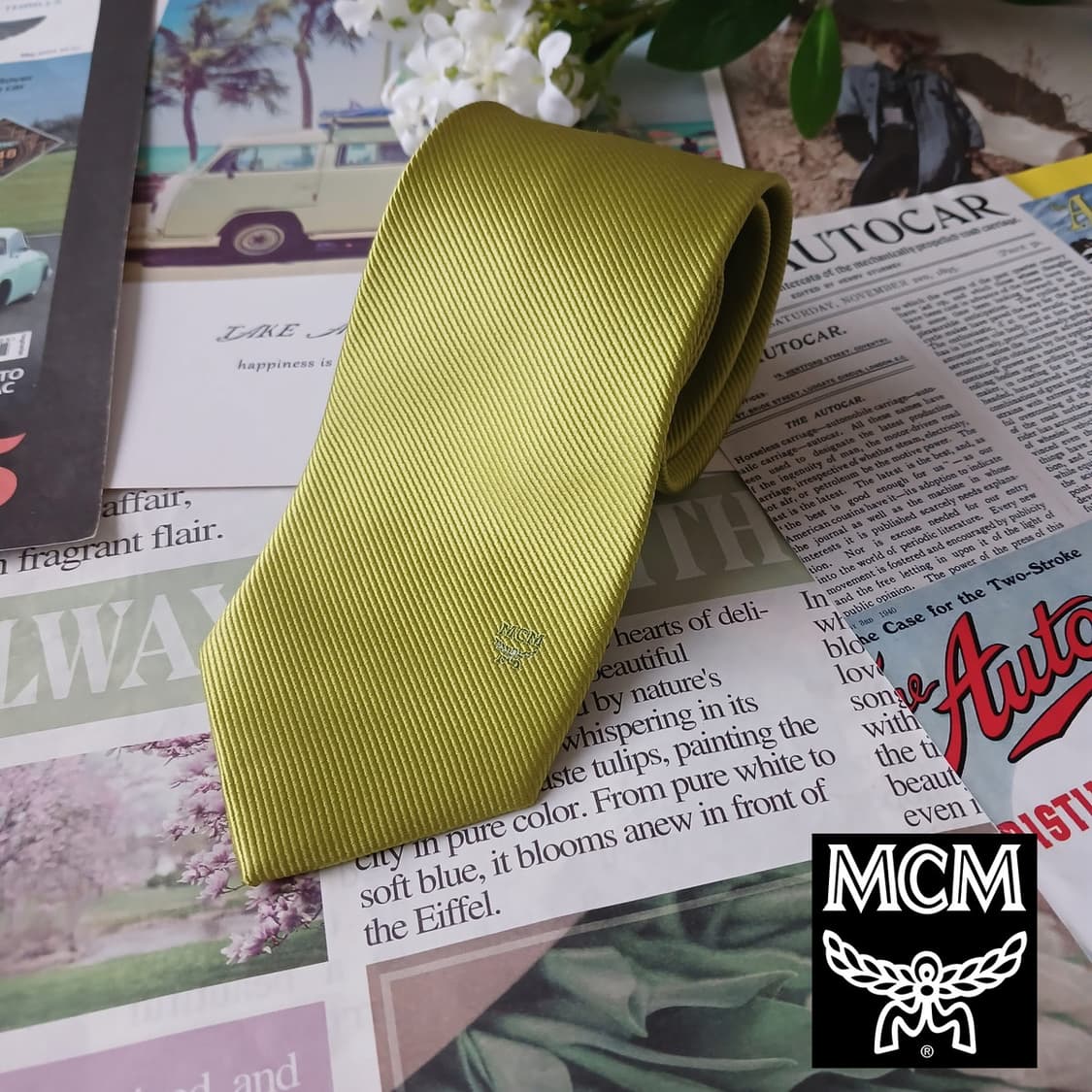 MCM 실크 연두 솔리드 넥타이 8cm A등급 A19377
 상품이미지1