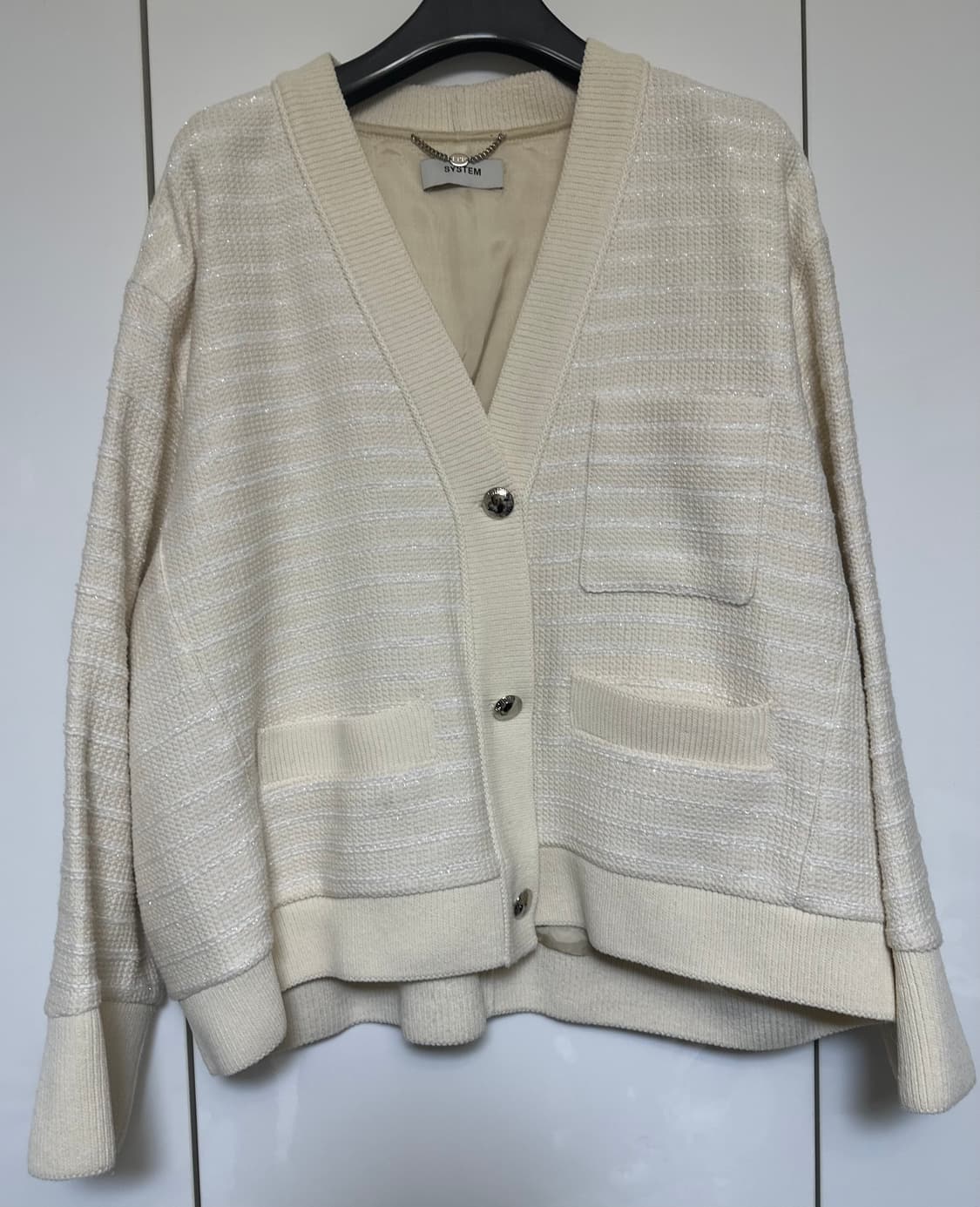 한섬 시스템 프리미엄 아이보리 트위드 울가디건 상품이미지1
