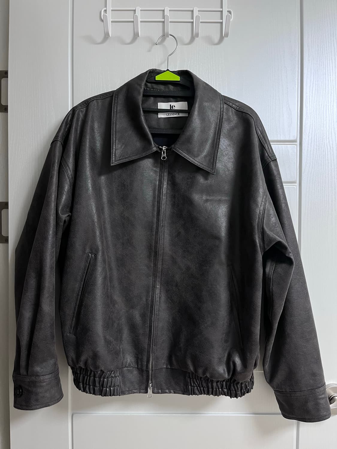 Le crack faux leather blouson jacket 차콜 상품이미지4