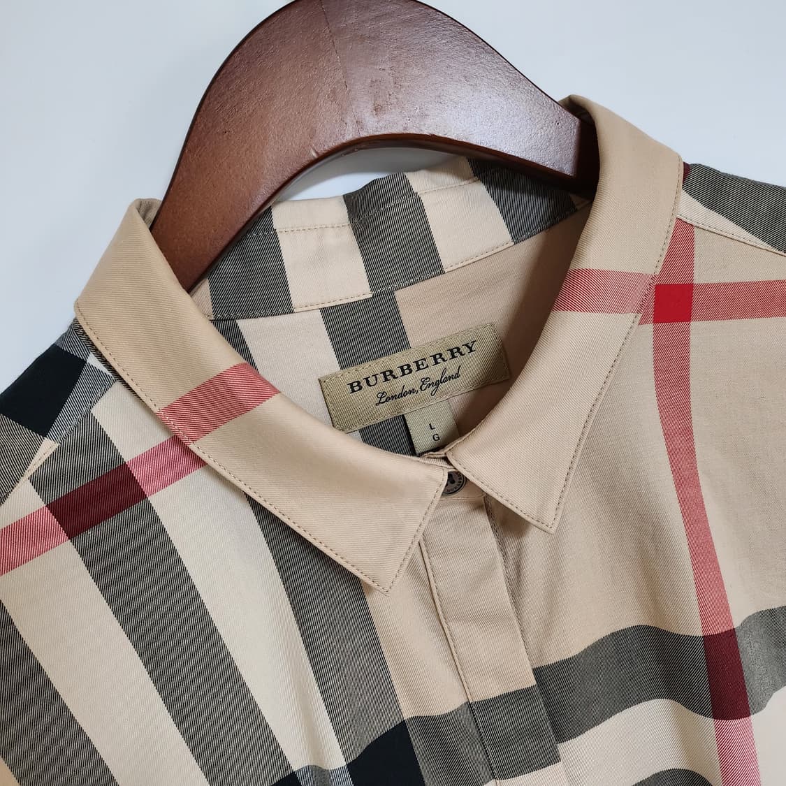 [L] 버버리 체크 스트레치 코튼 롤업 여성 셔츠 3918091 상품이미지2