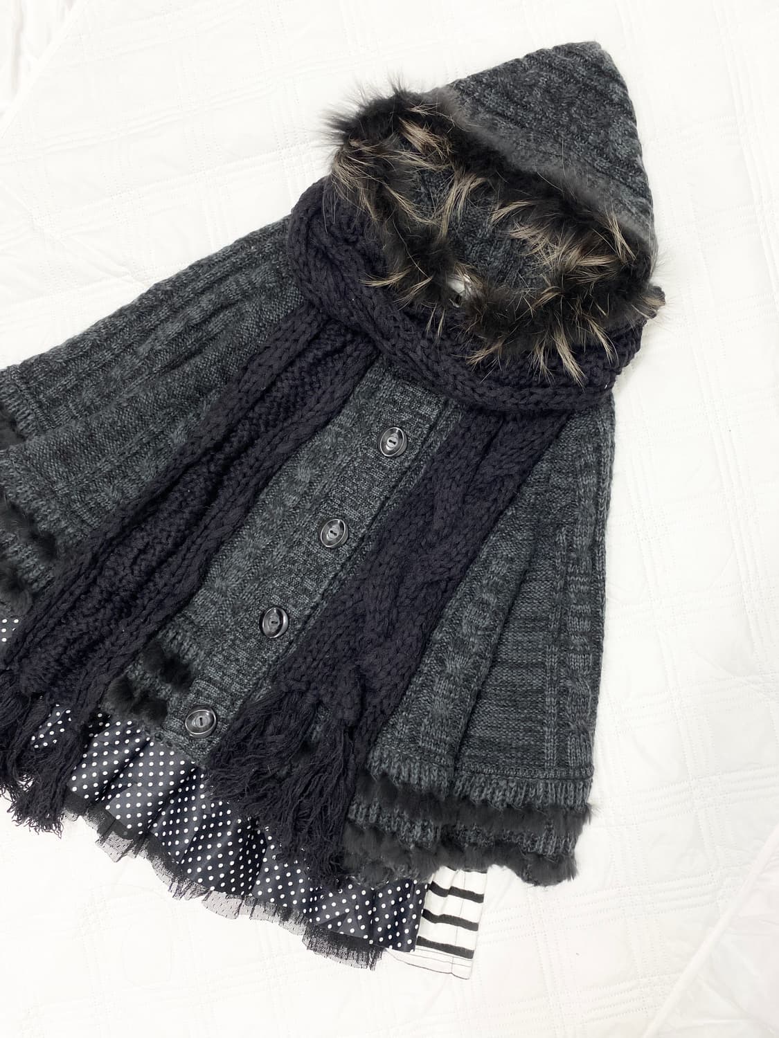 ꒰ঌ 도트 블랙 캣 케이프 세트 ໒꒱ 상품이미지2