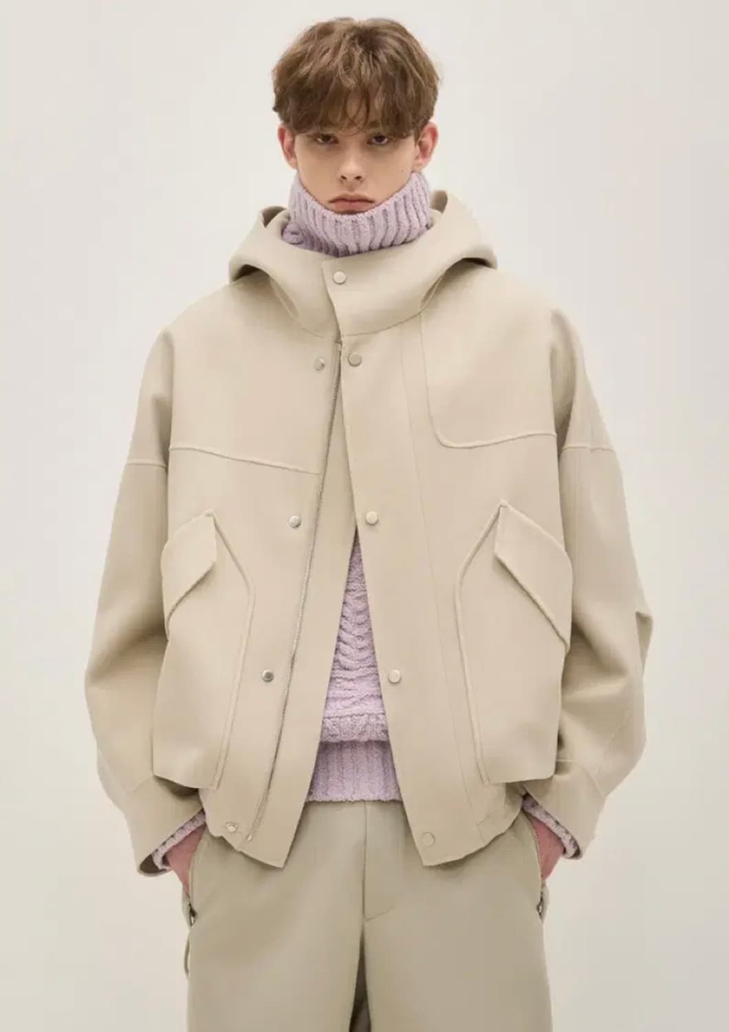 시스템 캐시미어 블렌드 포켓 점퍼 95 차콜 상품이미지1