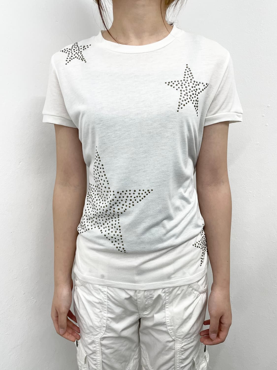 y2k 화이트 스타 스터드 탑 상품이미지5