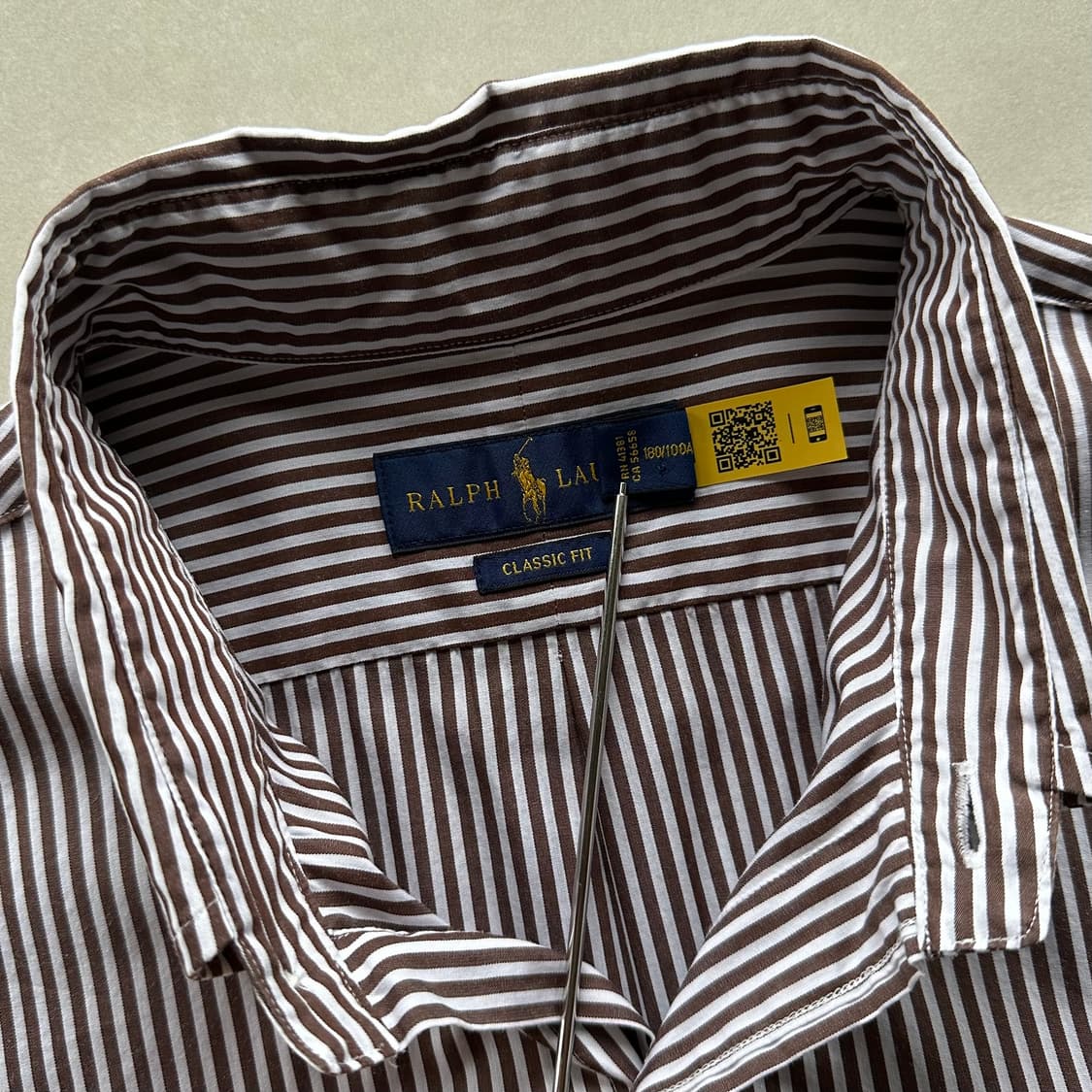 [L]폴로 랄프로렌 클래식핏 브라운 스트라이프 포플린 셔츠 상품이미지8