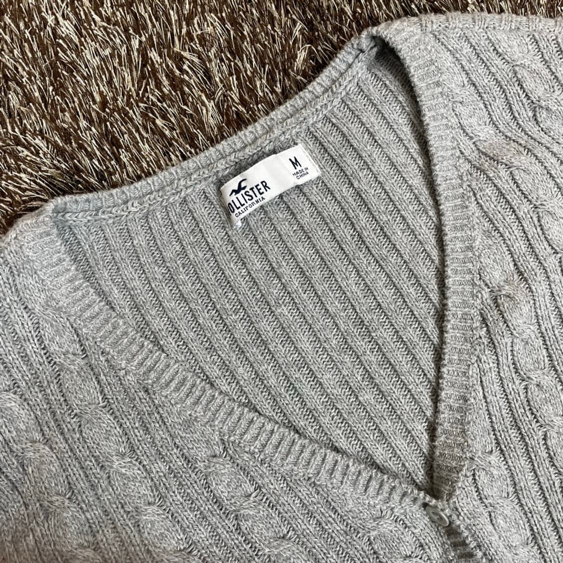 홀리스터 Hollister 꽈배기 브이넥 슬림핏 크롭 가디건 M 상품이미지2