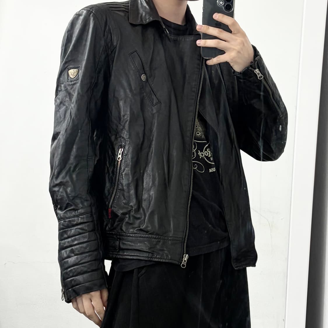 Dirty-12 양가죽 더블집업 라이더 자켓 상품이미지5