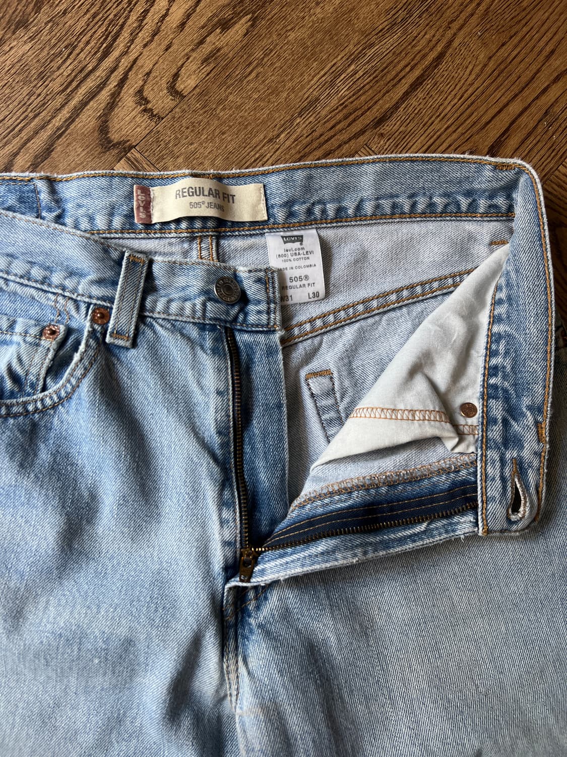 [31]00's 리바이스 USA 505 빈티지 워싱 라이트블루 데님 팬츠 상품이미지3
