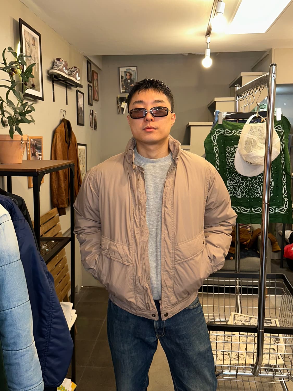 90’s American down padded bomber jacket 상품이미지2