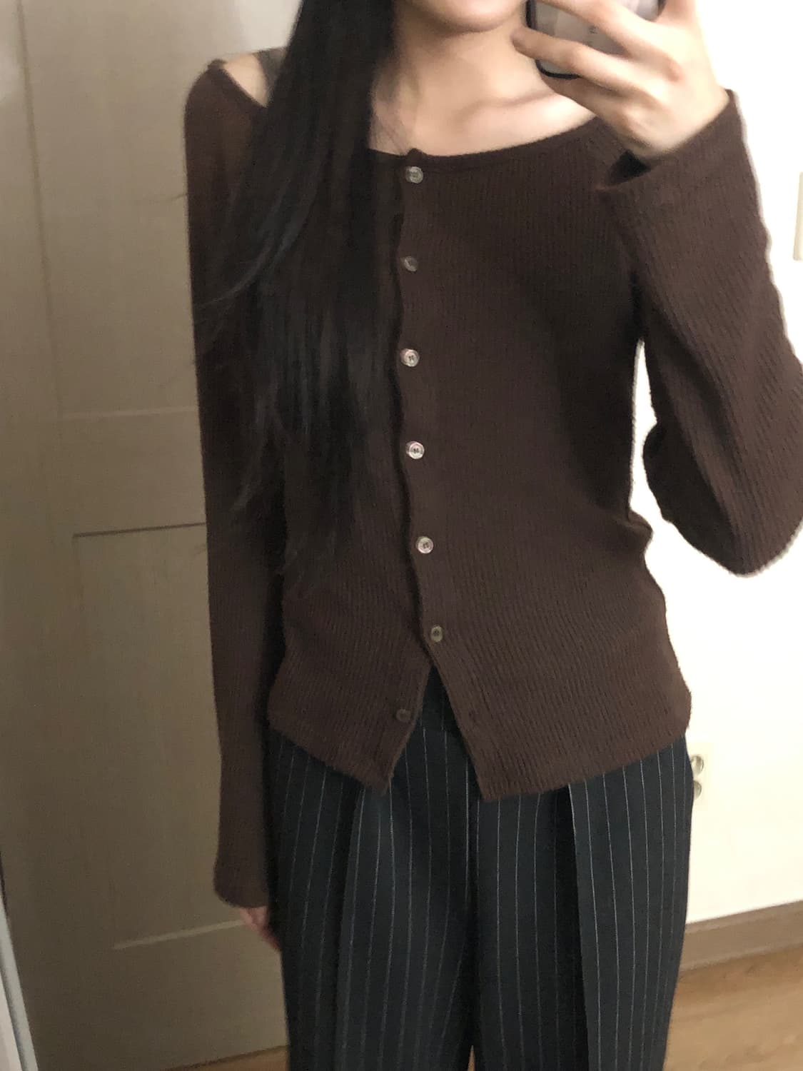 u넥/오프숄더 니트 가디건 상품이미지3