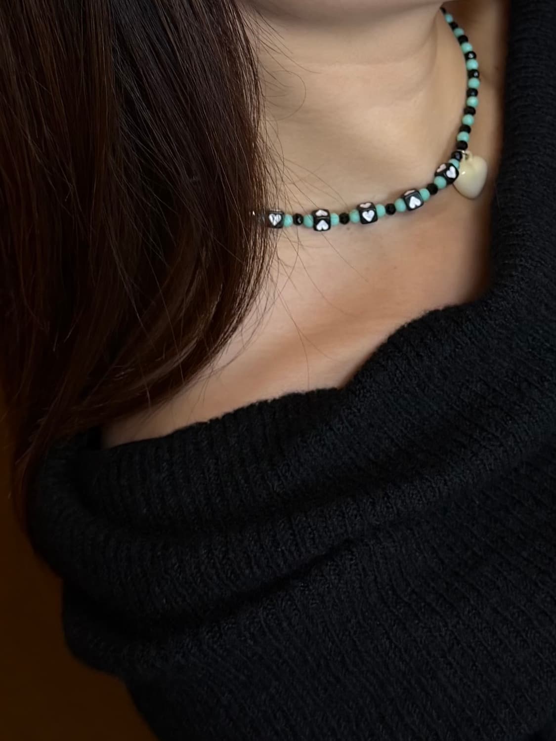 [핸드메이드] 하트 비즈목걸이 상품이미지1
