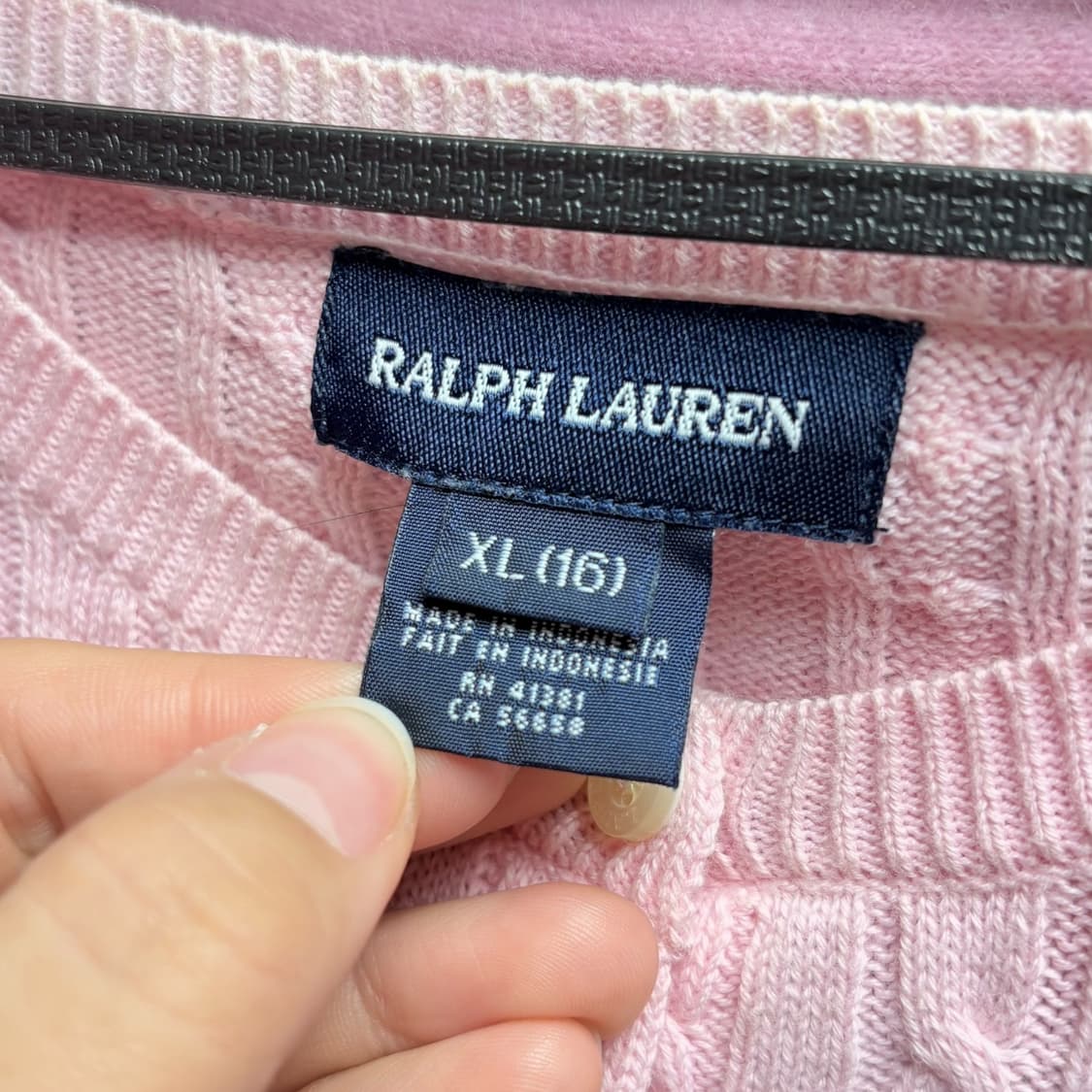 3674 랄프로렌 폴로 연핑크 꽈베기 니트가디건 상품이미지4