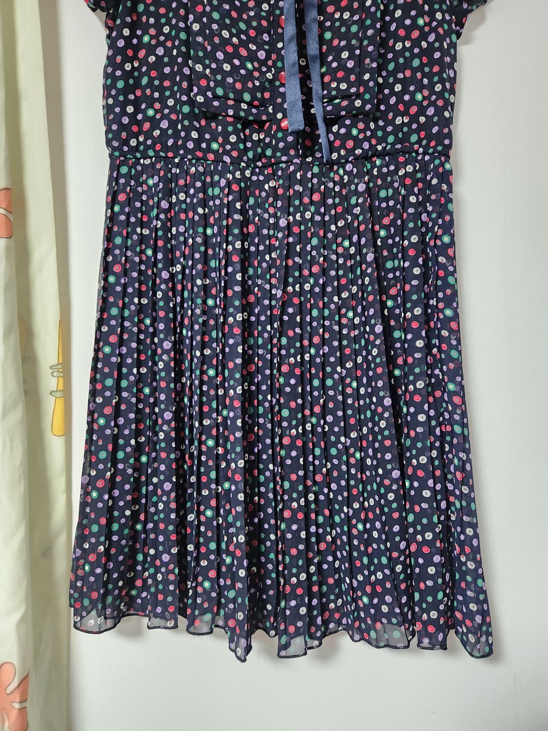 illou 시스루 도트 플리츠 원피스M 상품이미지4