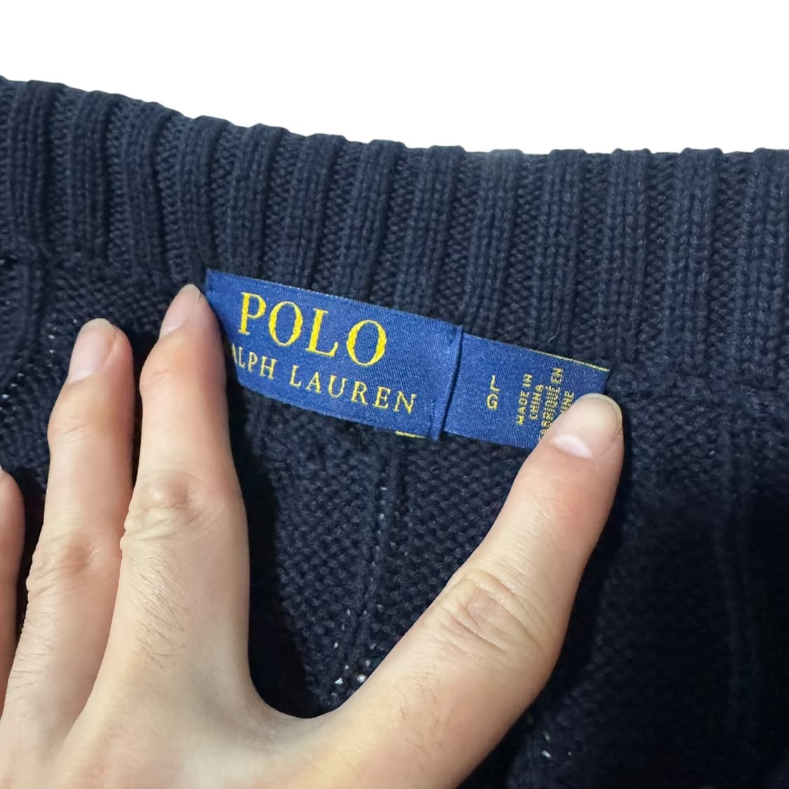 신형 폴로 랄프로렌 네이비 반집업 꽈배기 니트 상품이미지3
