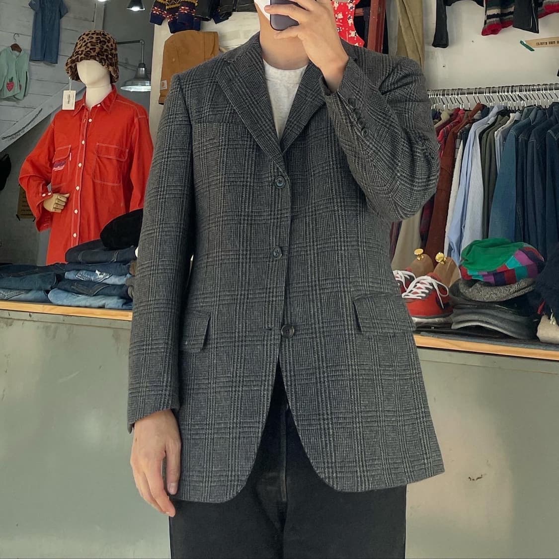 (착용컷) 버버리 캐시미어 체크 블레이져 (남성용 M) 상품이미지2