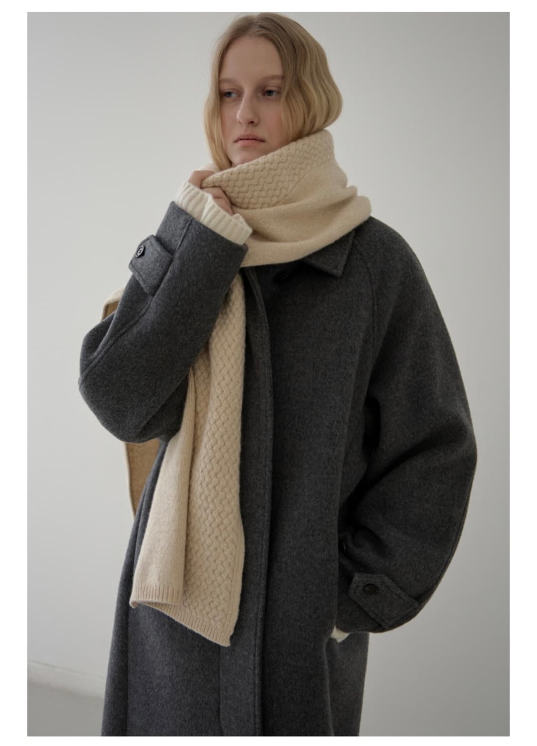 파사드패턴 캐시미어 텍스처 머플러 버터크림 상품이미지4