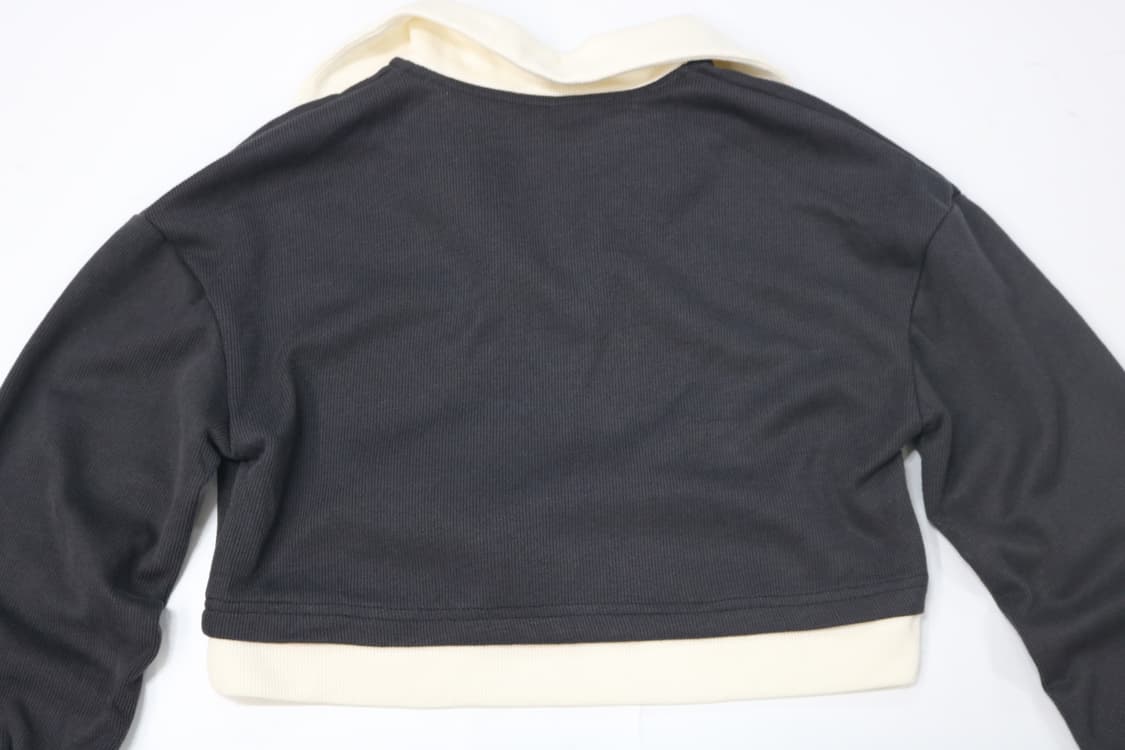 DAZY 데이지 배색 칼라 크롭 골지 티셔츠 상품이미지8