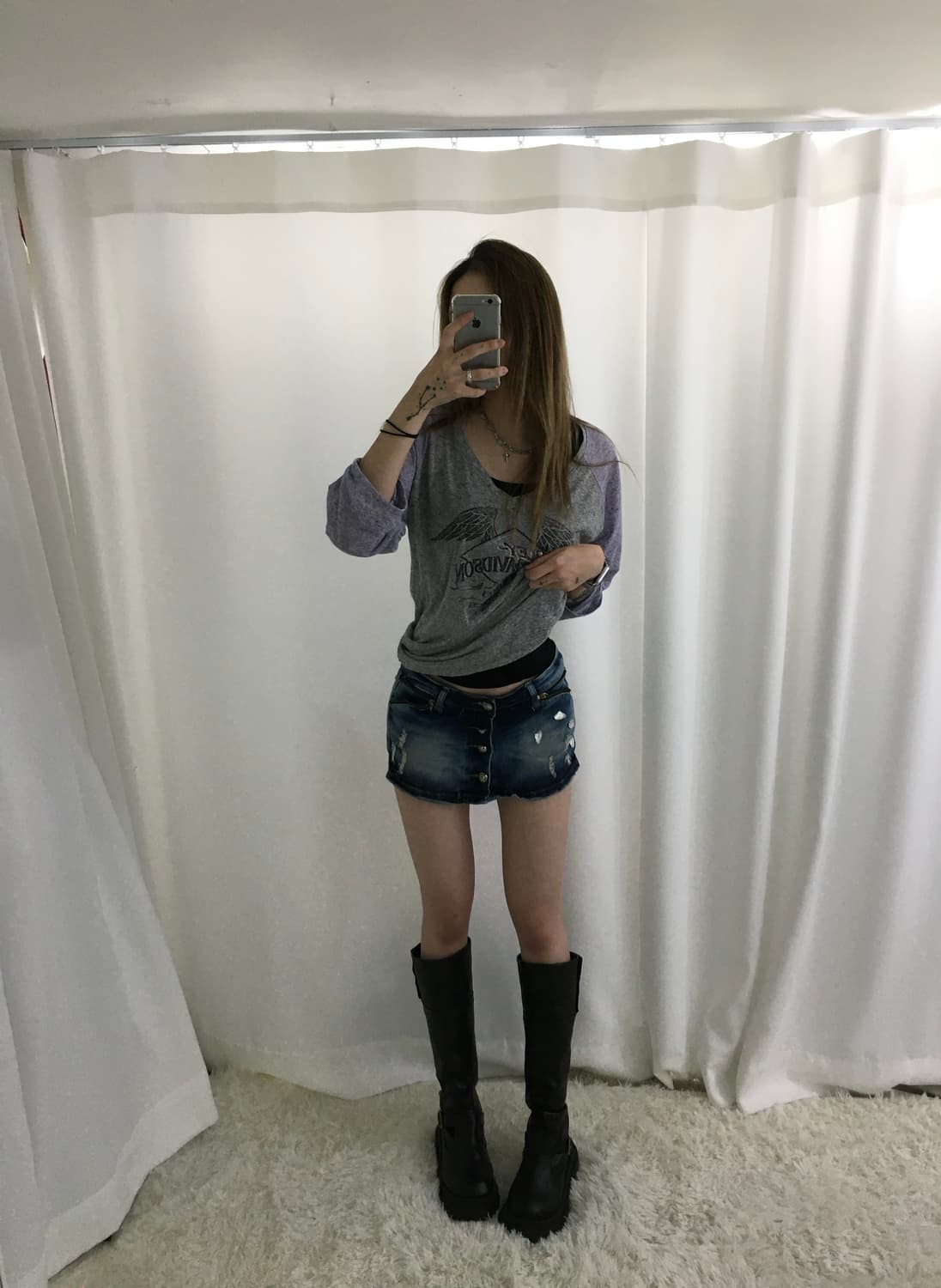 다크워시 로우라이즈 버튼업 데님 스커트팬츠 상품이미지2