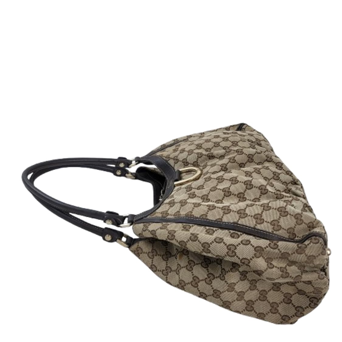 정품 구찌 189835 GG로고 자가드 캔버스 D링 호보 숄더백 상품이미지5