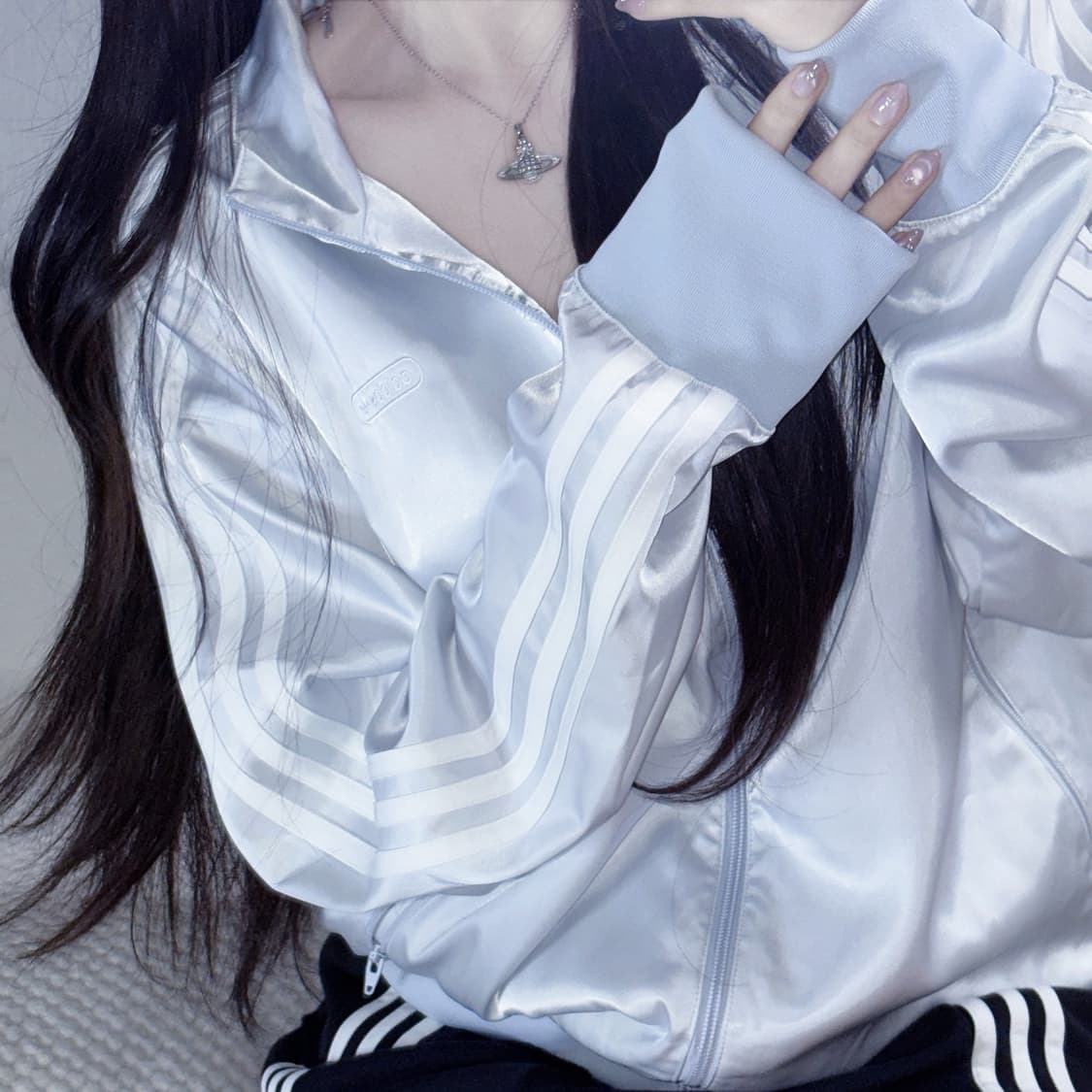 희귀 매물 대대장급 아디다스 시나모롤 스카이블루&실버 삼선 트랙탑 m 상품이미지1