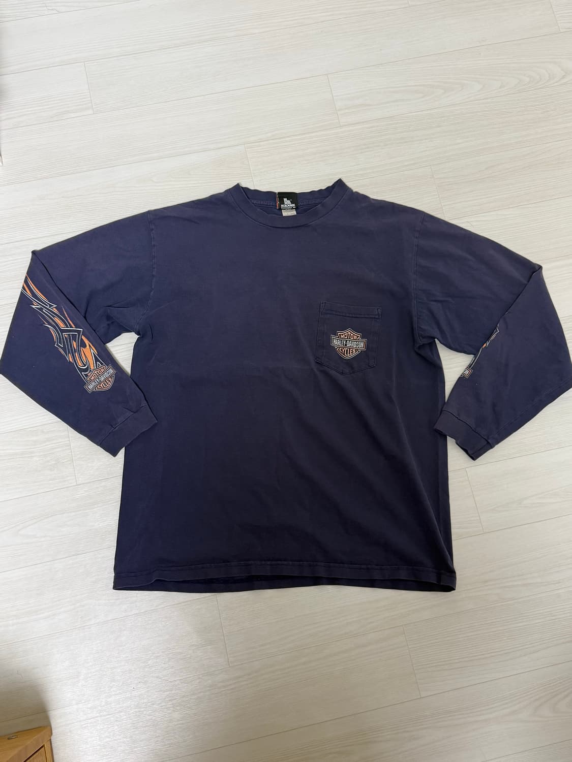 90s 할리데이비슨 네이비 포켓 롱슬리브 긴팔 티셔츠 xl 상품이미지1