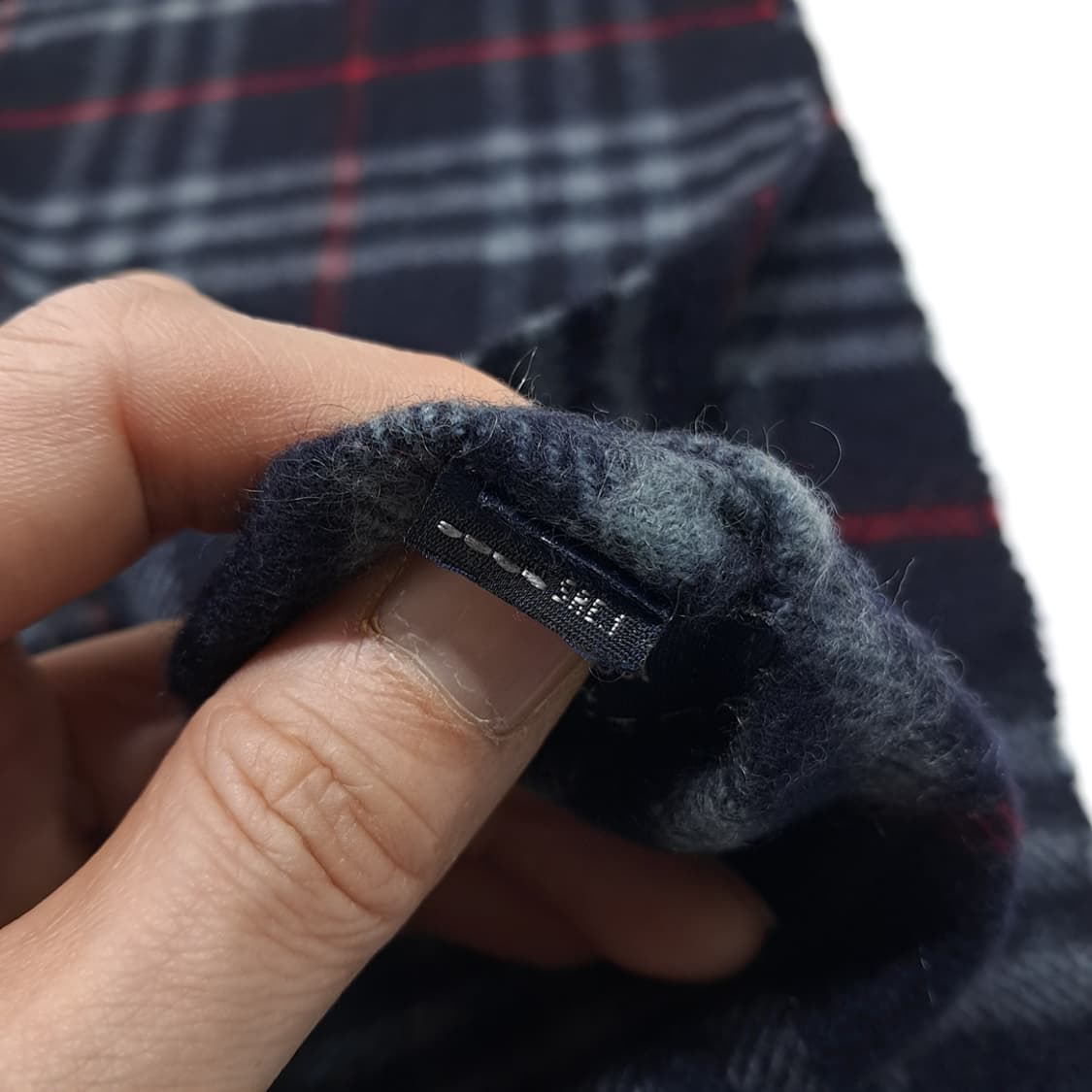 MX490 버버리 00s 영국판 캐시미어 체크 네이비 머플러 목도리 상품이미지6