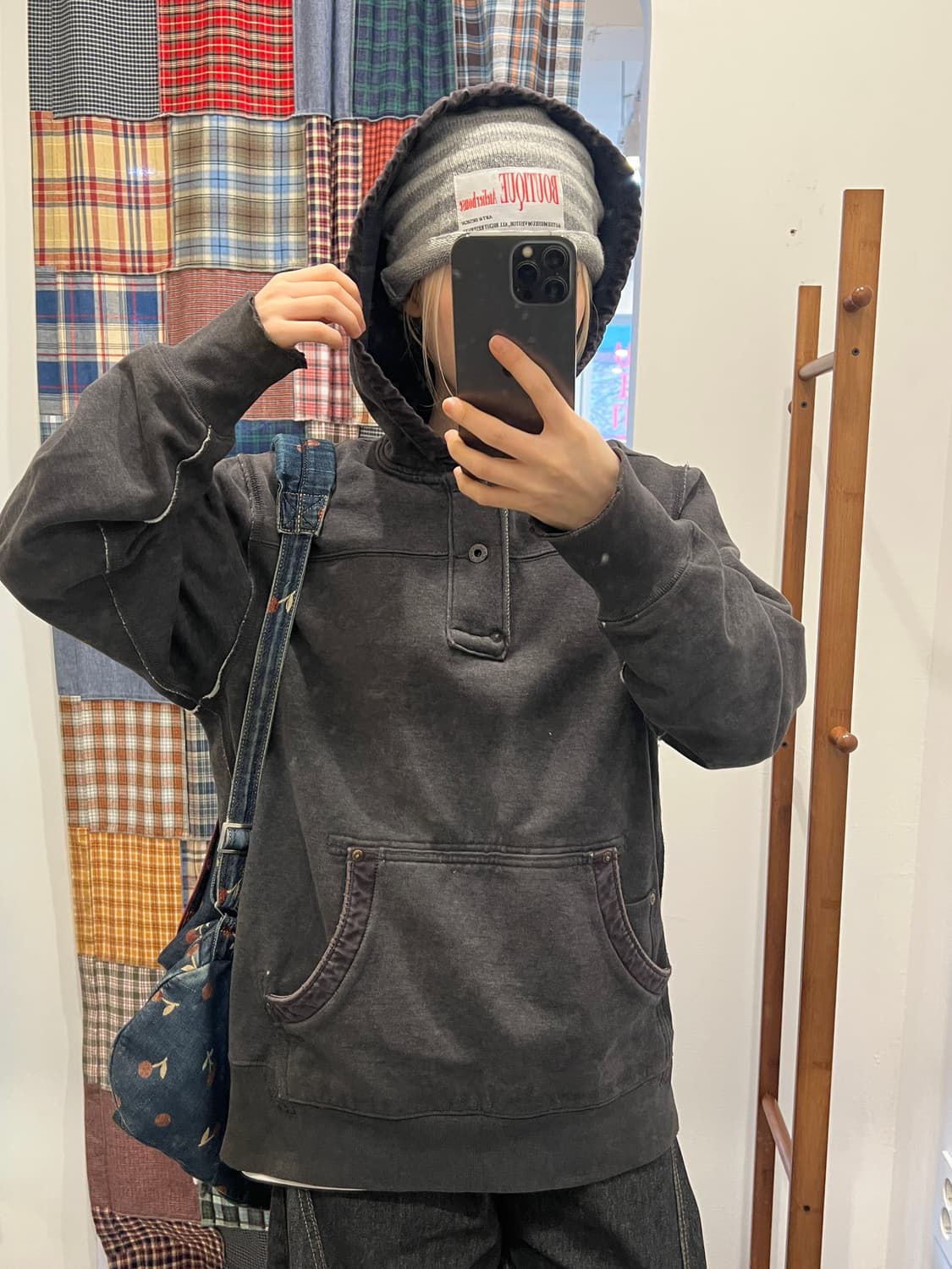 폴로 차콜 기모 후드티 상품이미지1