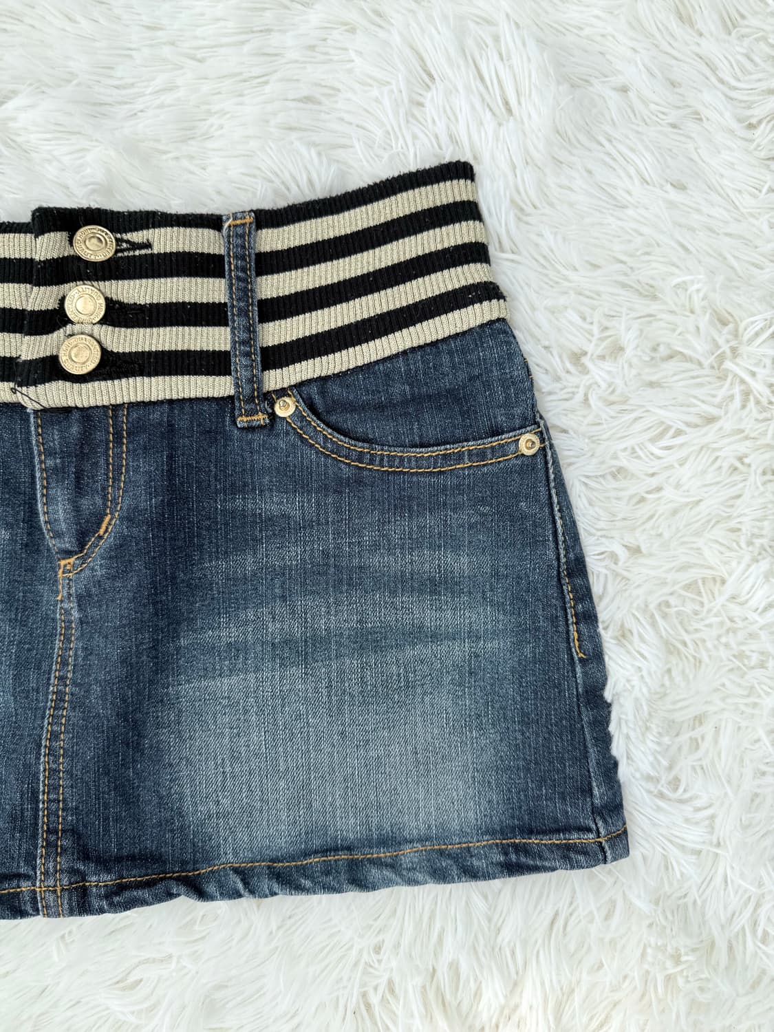 스트라이프 밴드 미니 데님 스커트 상품이미지4