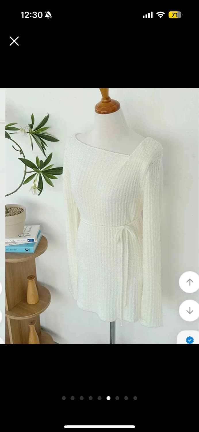 부클 트임 보트넥 셔링 니트 상품이미지7