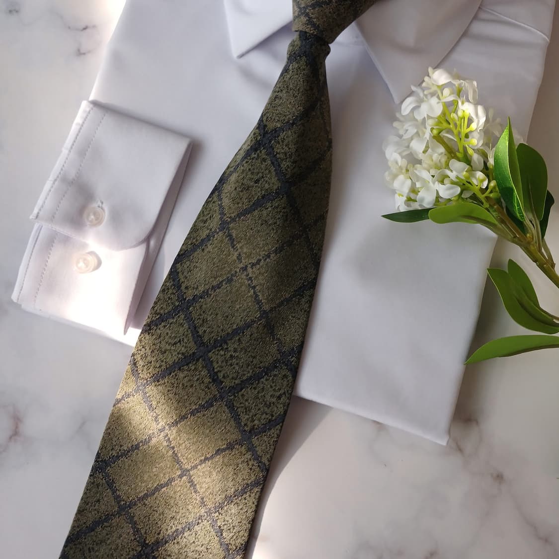 조르지오아르마니 실크 다크그린 체크 넥타이 10cm A+등급 A19085 상품이미지6