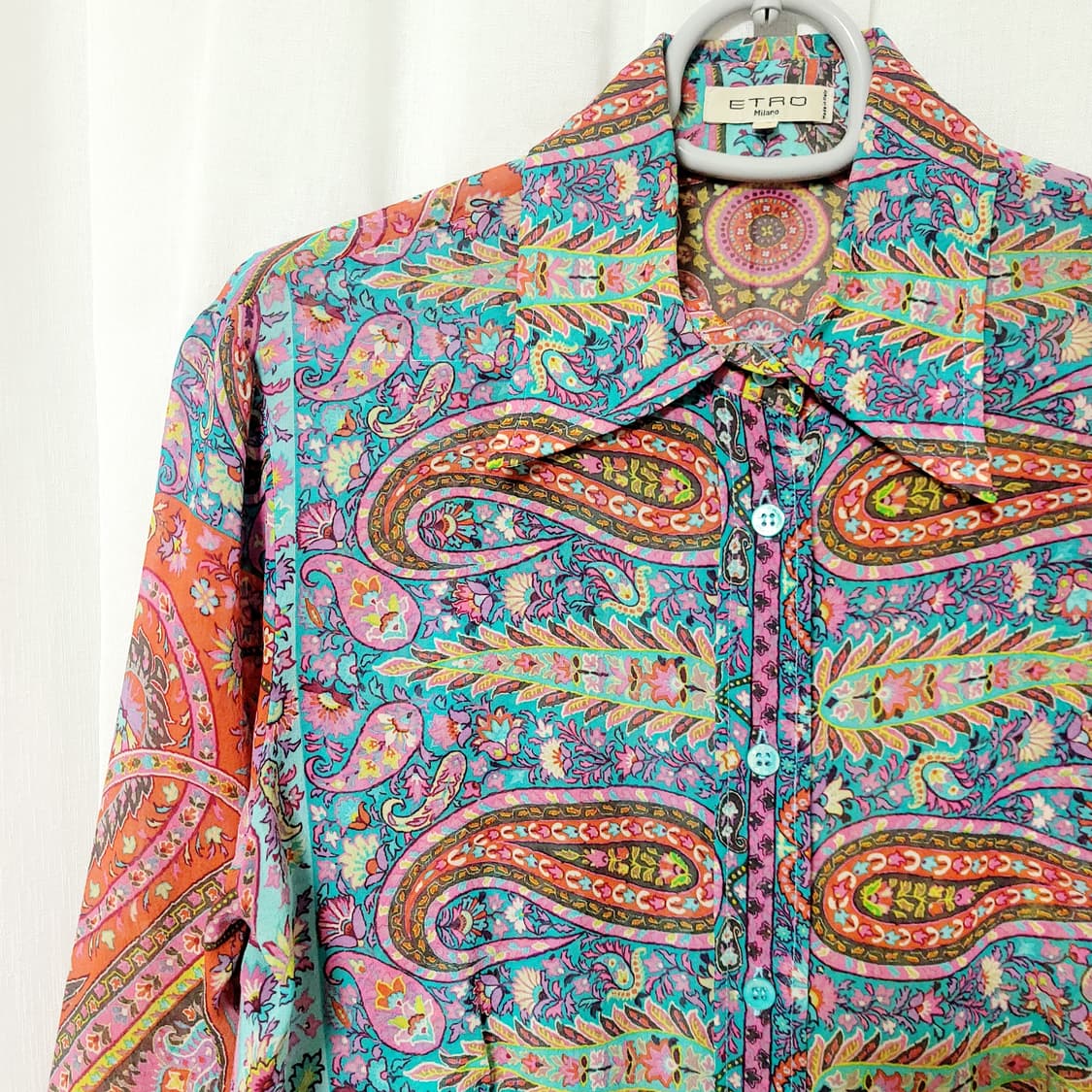 에트로 블라우스 실크100% 시스루 페이즐리 (55-66) 상태완벽 상품이미지2