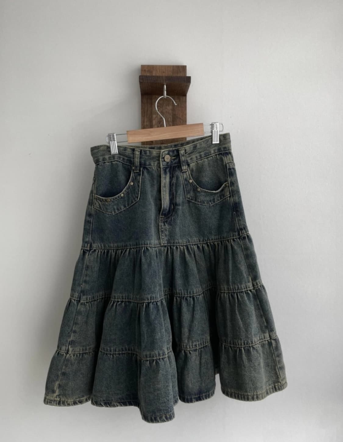 시즐 시어 데님 캉캉 미디 스커트 s 상품이미지2